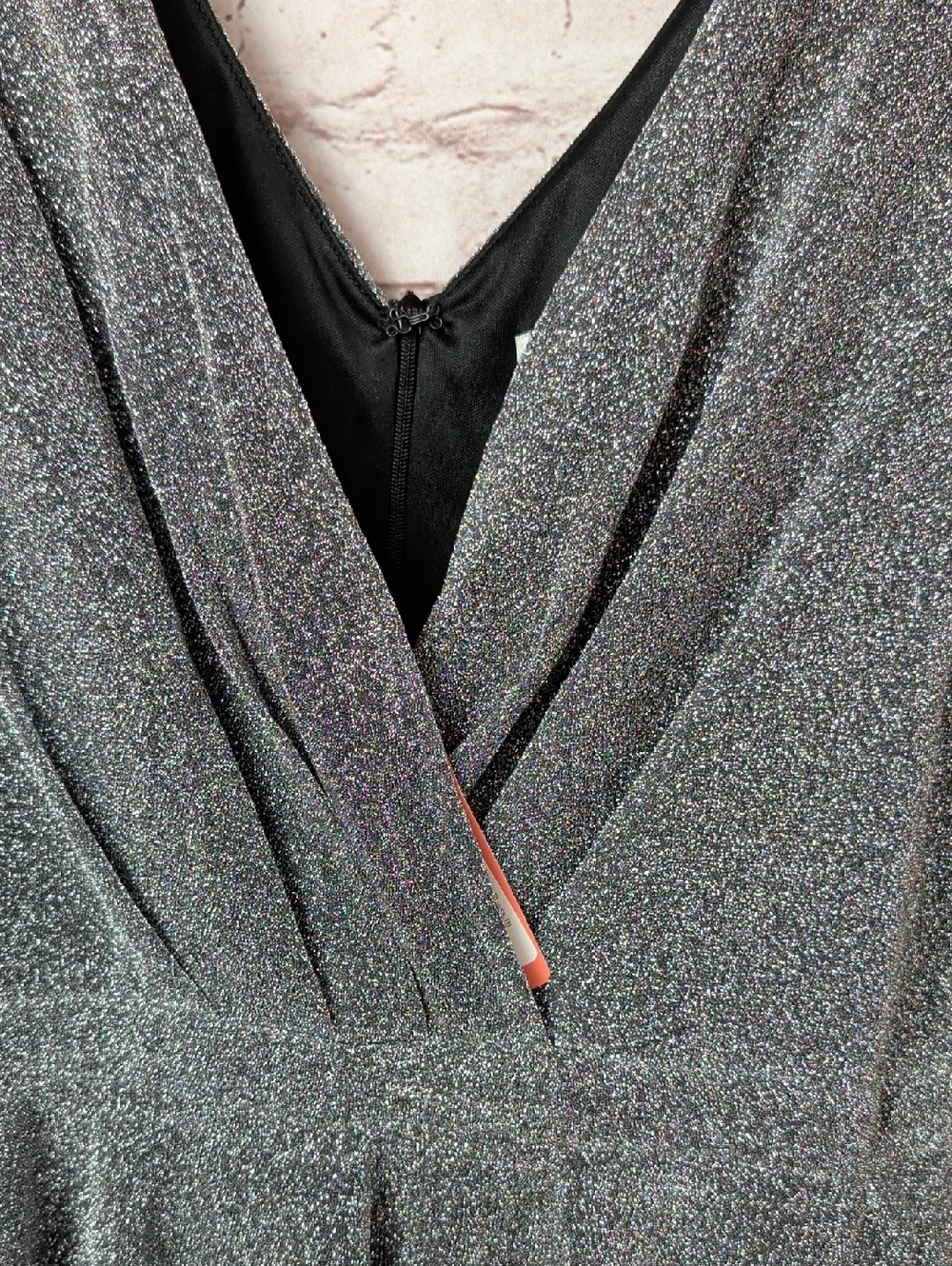 Apricot Silver Sparkle V-Neck Sleeveless Party Dress Large Nwt - Picture 4 of 10